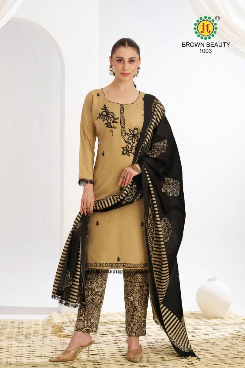 Jt Brown Beauty Rayon Embroidered Dress Material Collection