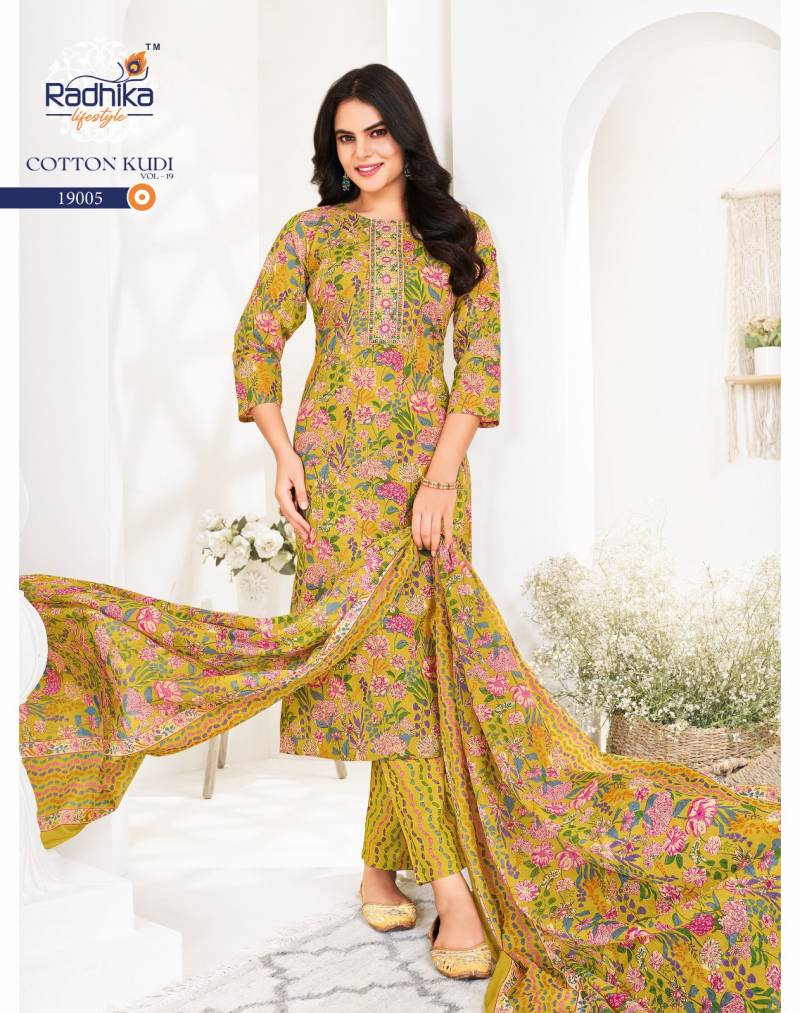Radhika Cotton Kudi Vol 19 Cotton Kurti Pant With Dupatta Collection