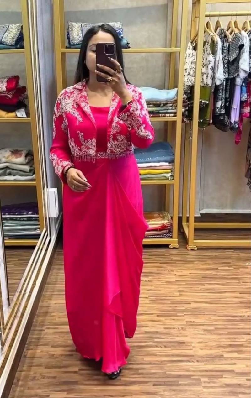 Bt 7091 Chinon Embroidered Party Wear Indo Western Collection