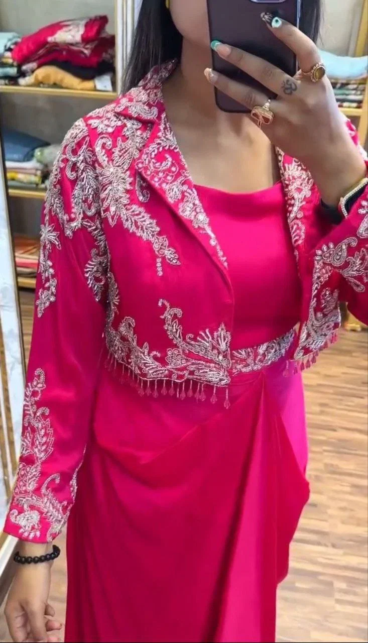 Bt 7091 Chinon Embroidered Party Wear Indo Western Collection