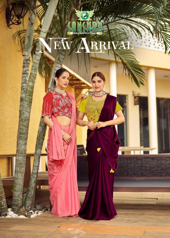 Sanskar New Arrival Simar Chiffon With Contrast Embroidery Saree
