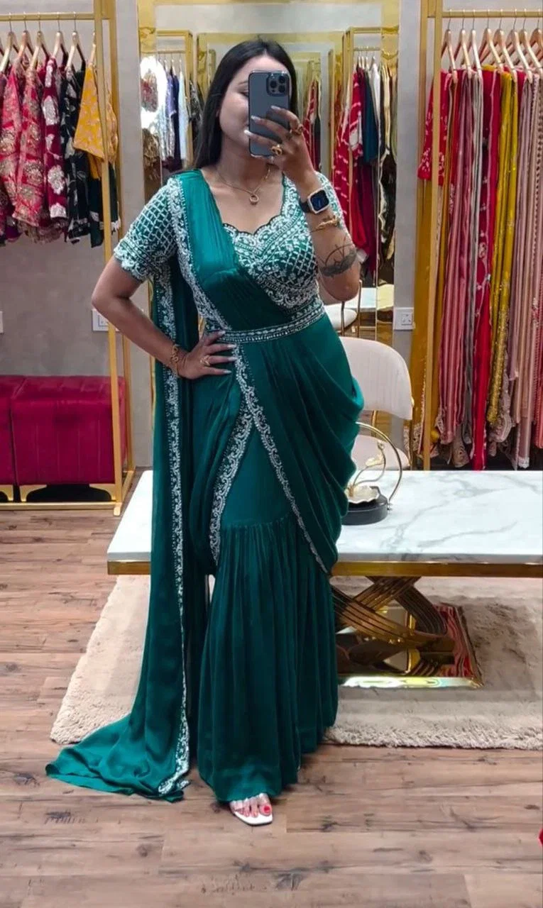 Bt 7094 Chinon Embroidered Party Wear Stylish Saree Collection