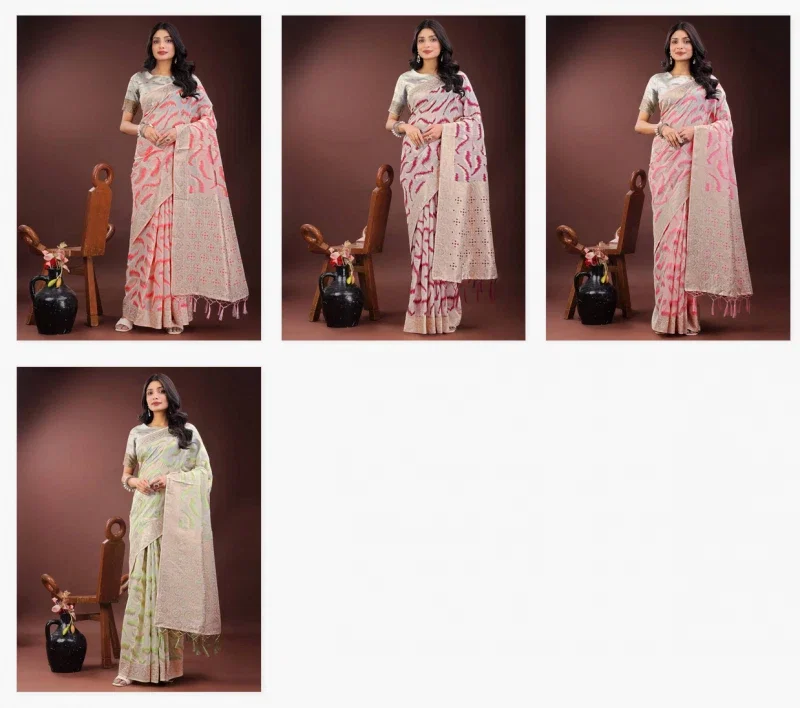 Ast Linen Queen Vol 4 Casual Wear Linen Cotton Saree Collection