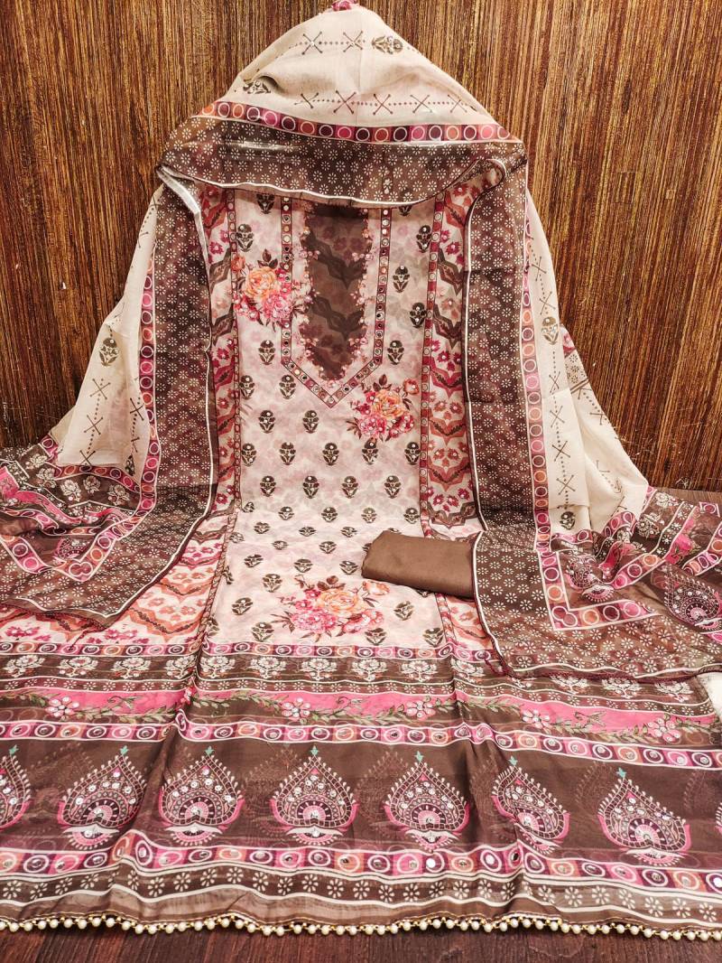 Color Set 9077 Casual Wear Organza Printed Dress Material Collection