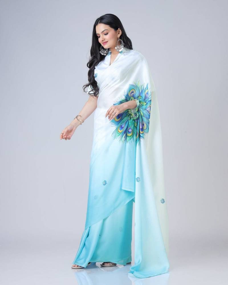 Ce Georgette Satin 2 Fancy Party Wear Saree Collection