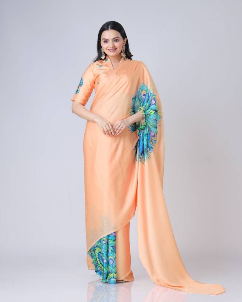 Ce Georgette Satin 2 Fancy Party Wear Saree Collection