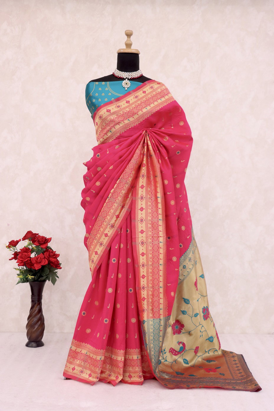 Meera 278 Party Wear Zari Weaving Worked Paithani Silk Saree with Un Stitched Blouse