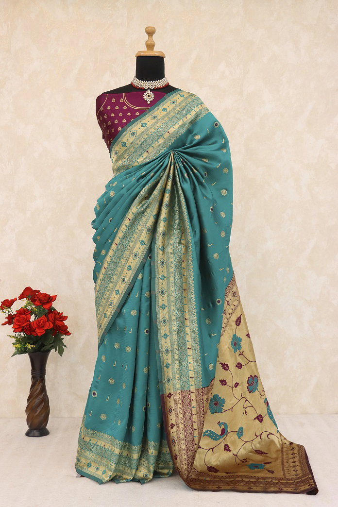 Meera 278 Party Wear Zari Weaving Worked Paithani Silk Saree with Un Stitched Blouse