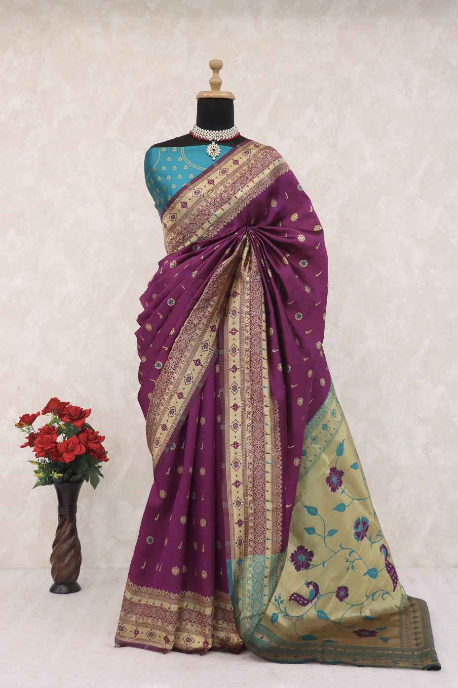 Meera 278 Party Wear Zari Weaving Worked Paithani Silk Saree with Un Stitched Blouse