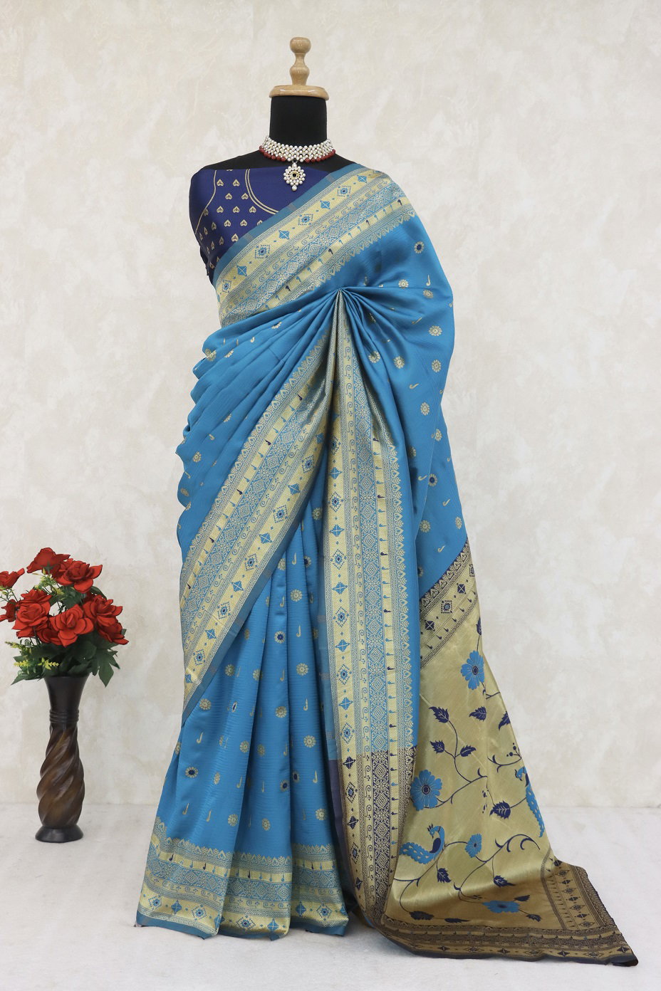 Meera 278 Party Wear Zari Weaving Worked Paithani Silk Saree with Un Stitched Blouse
