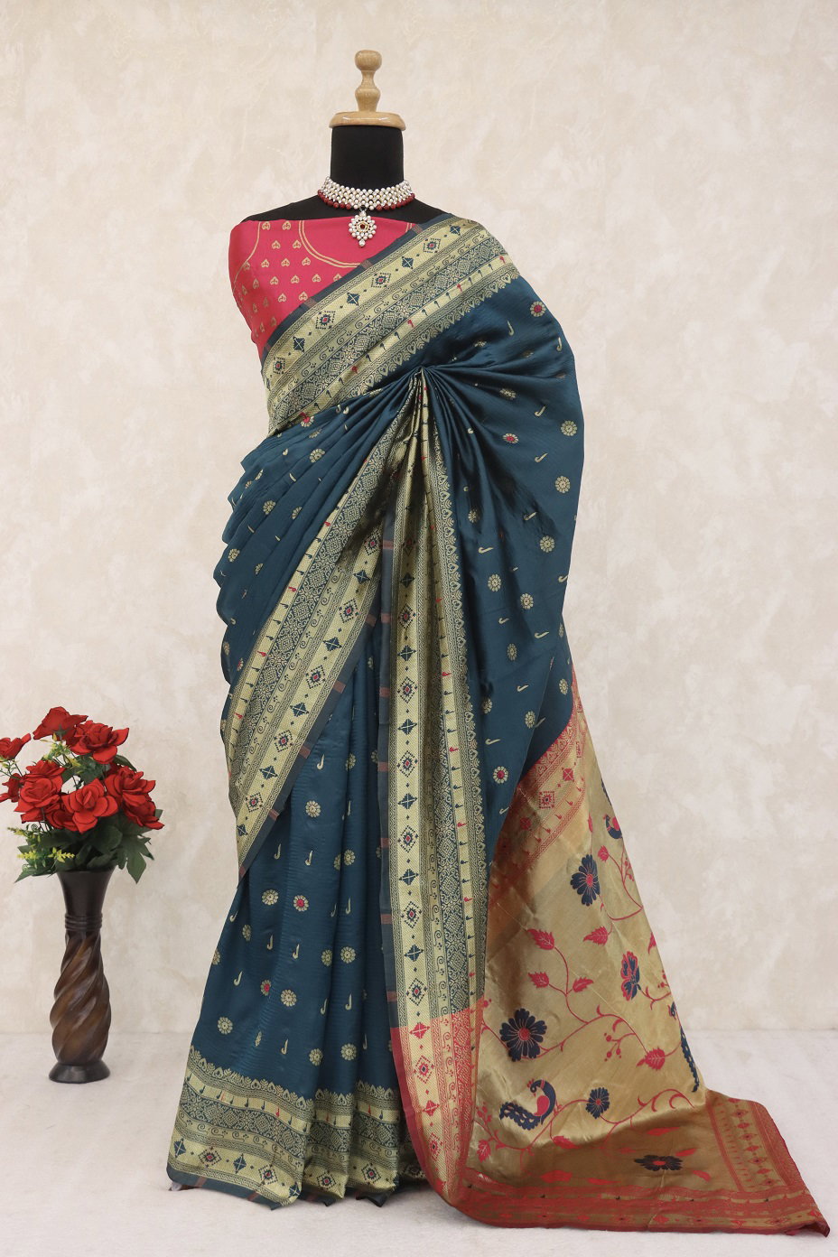 Meera 278 Party Wear Zari Weaving Worked Paithani Silk Saree with Un Stitched Blouse