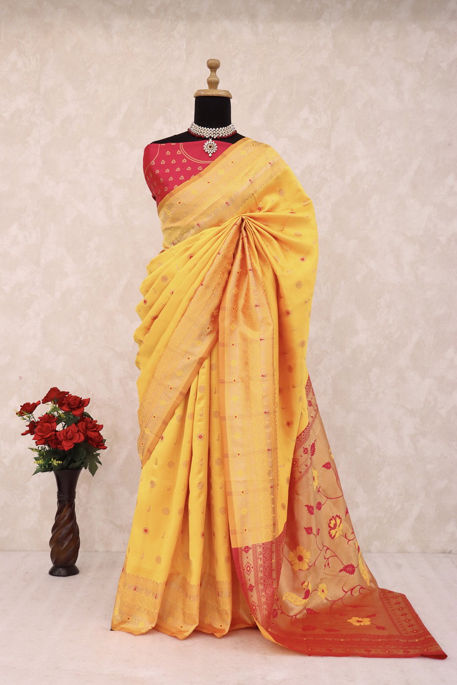 Meera 278 Party Wear Zari Weaving Worked Paithani Silk Saree with Un Stitched Blouse