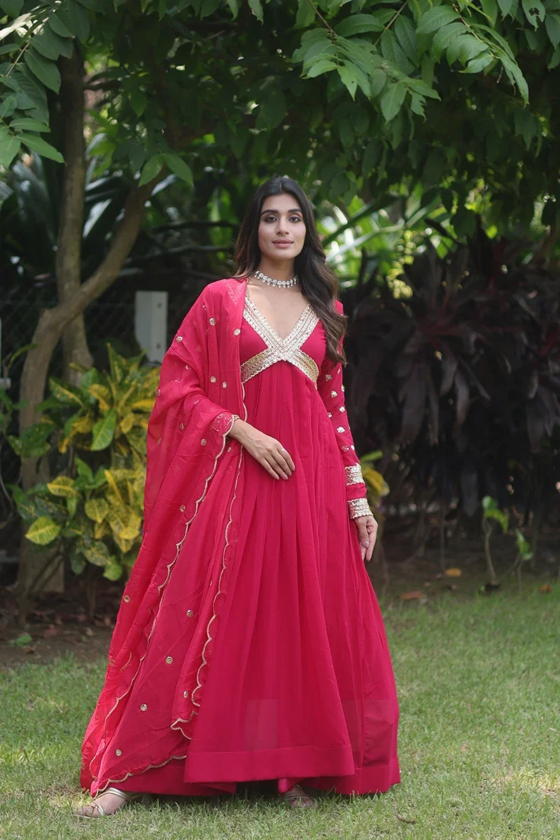 Jf 955 56 Beautiful Faux Blooming Gown With Dupatta Collection