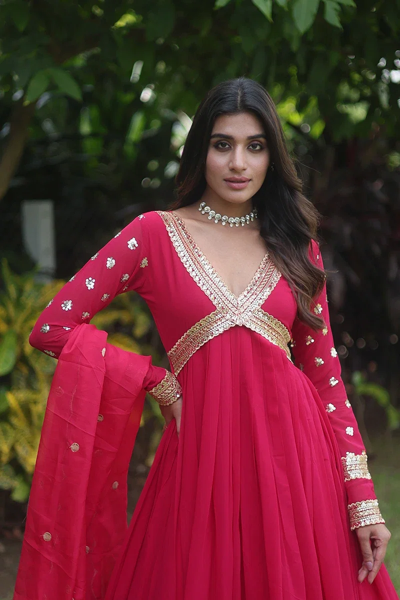 Jf 955 56 Beautiful Faux Blooming Gown With Dupatta Collection