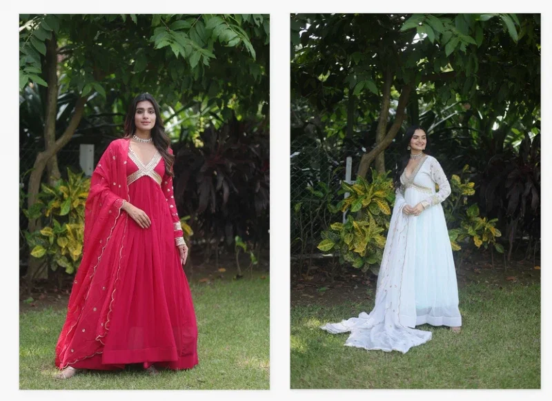 Jf 955 56 Beautiful Faux Blooming Gown With Dupatta Collection