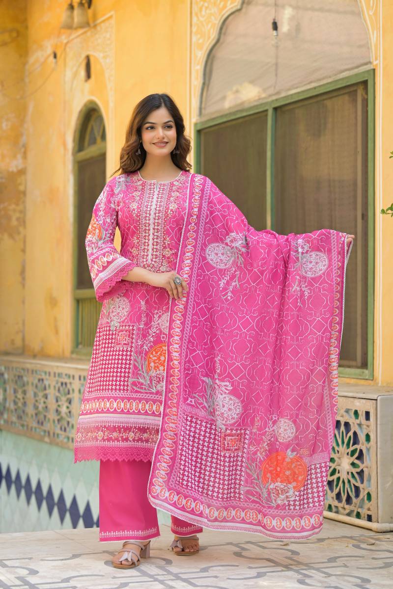 Tanyaa P 253 Cotton Handwork Touchup Kurti Bottom With Dupatta