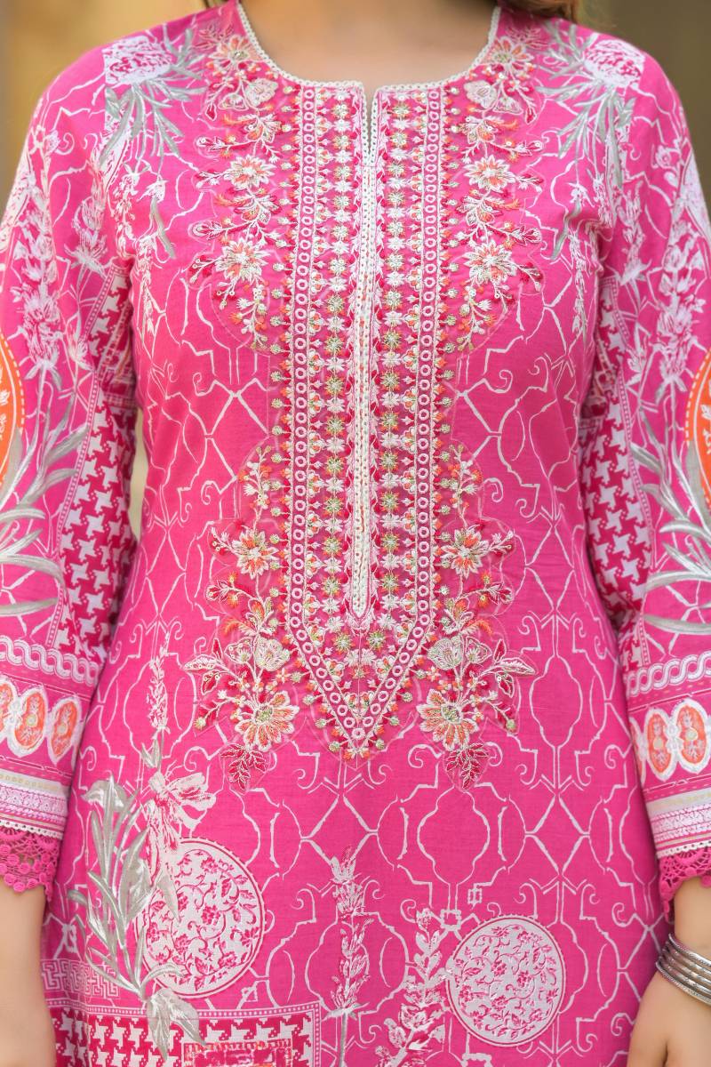Tanyaa P 253 Cotton Handwork Touchup Kurti Bottom With Dupatta
