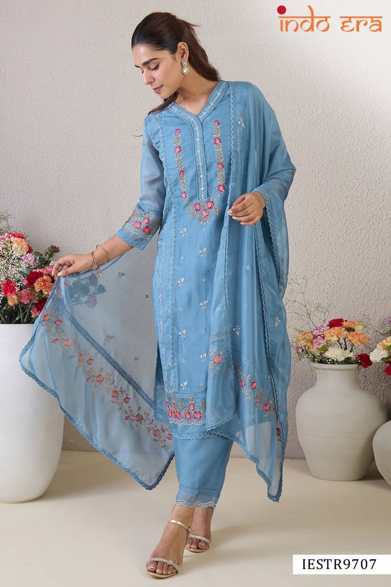 Indo Era 2565 Embroidered Organza Kurti Bottom With Dupatta
