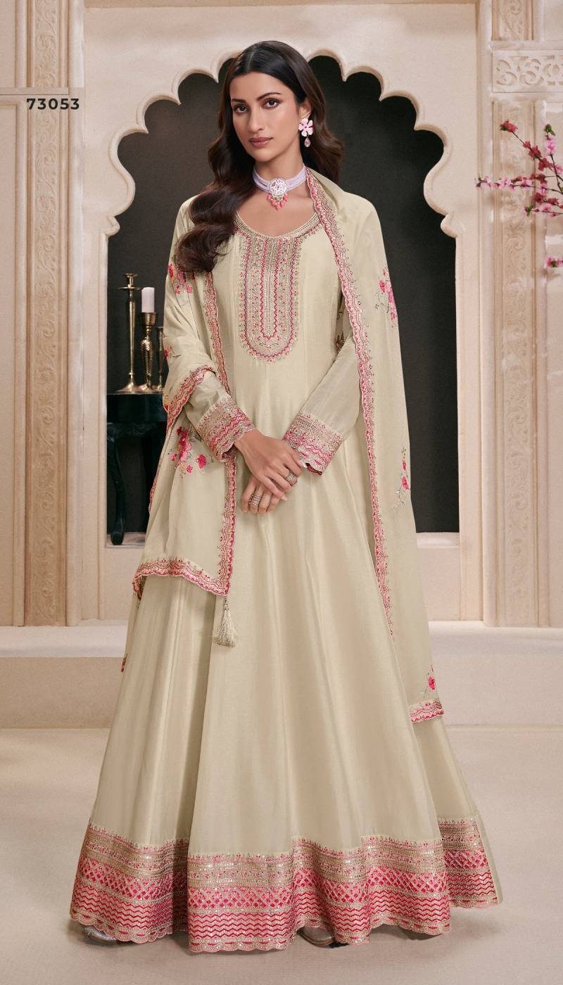 Naaz Super Hit 73051 To 73054 Silk Embroidered Anarkali Suits Collection