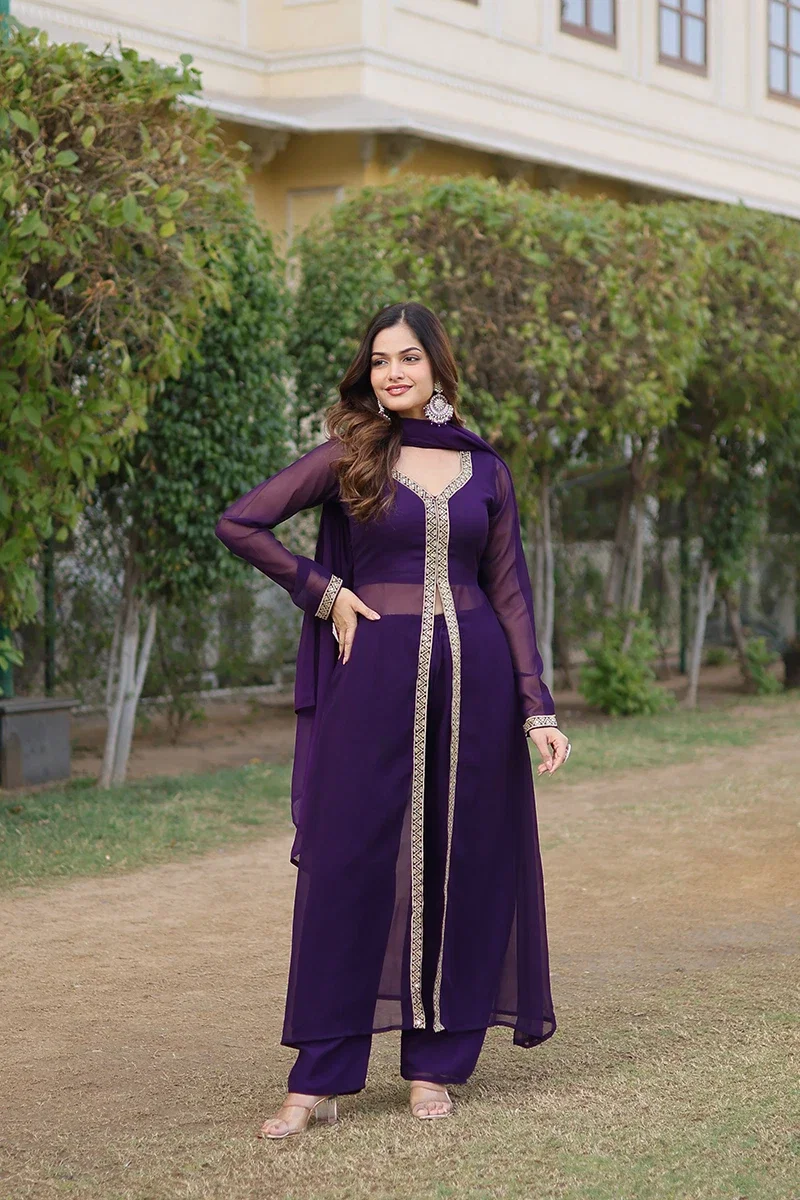 Jf 964 65 Designer Faux Blooming Kurti Pant With Dupatta Collection