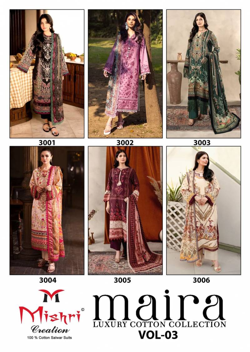 Mishri Maira 3 Cotton Printed Karachi Style Dress Material Collection