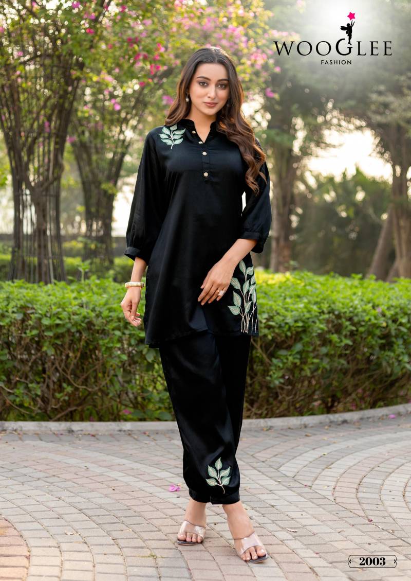 Wooglee Rich Look Viscose Satin Thread With Patch Work Co Ord Set