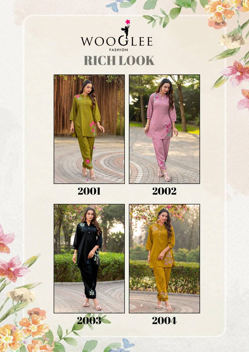 Wooglee Rich Look Viscose Satin Thread With Patch Work Co Ord Set