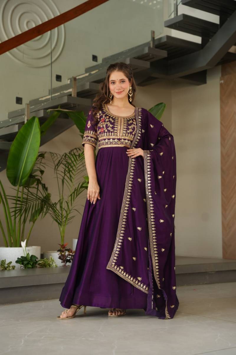 Luna Vol 45 Beautiful Vichitra Silk Gown With Dupatta Collection