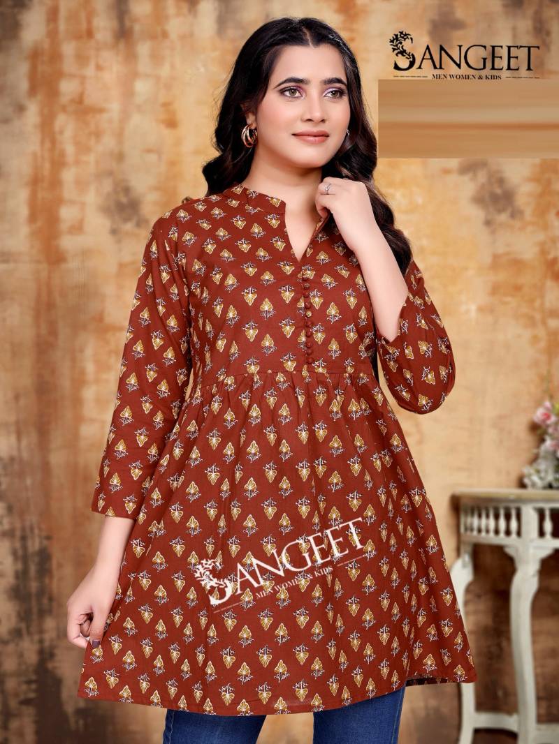 Sangeet Bhoomi 3 Soft Cotton Printed Tunic Short Kurti Collection