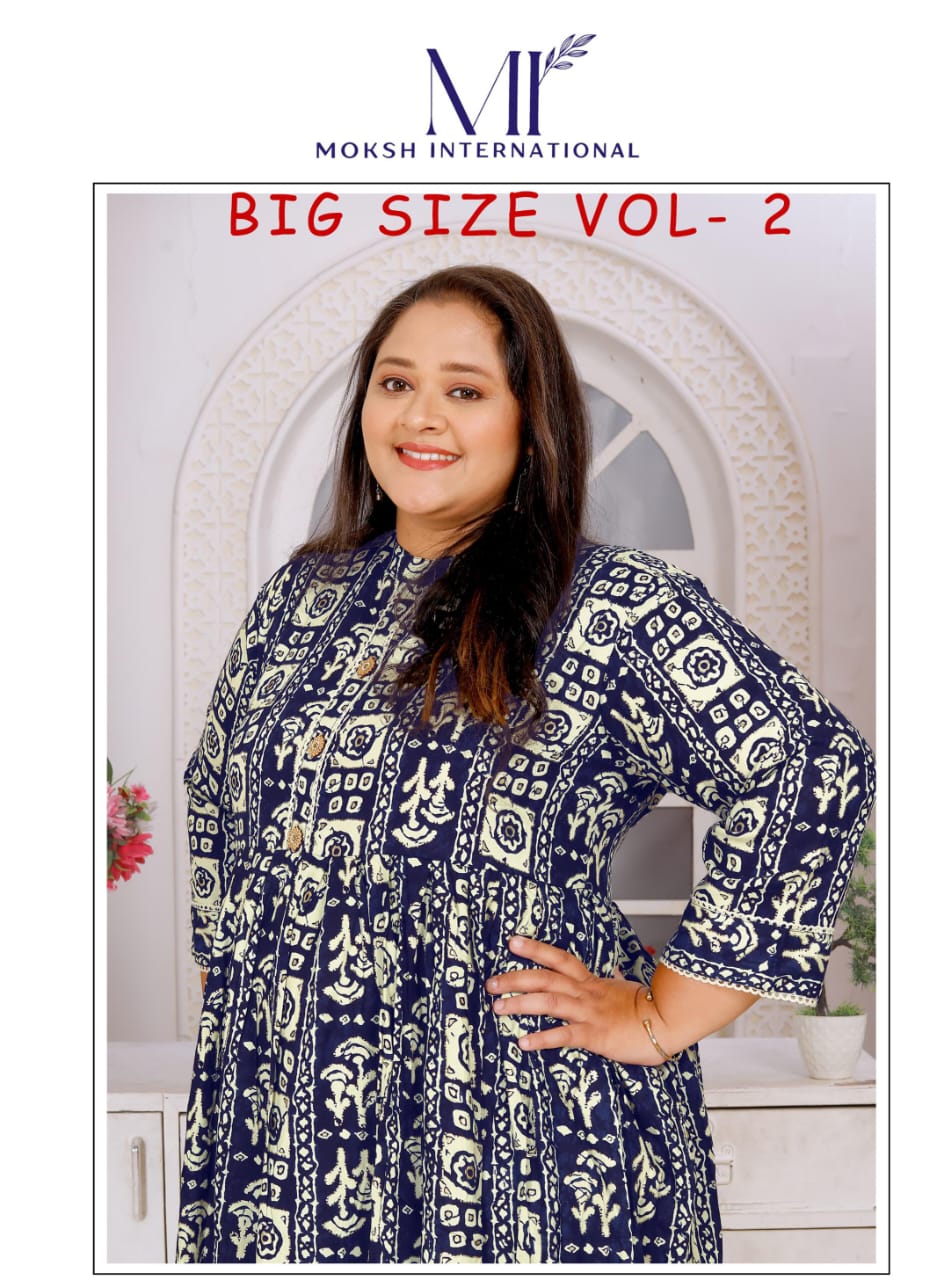 Moksh Big Size Vol 2 Rayon Printed Plus Size Long Kurti Collection