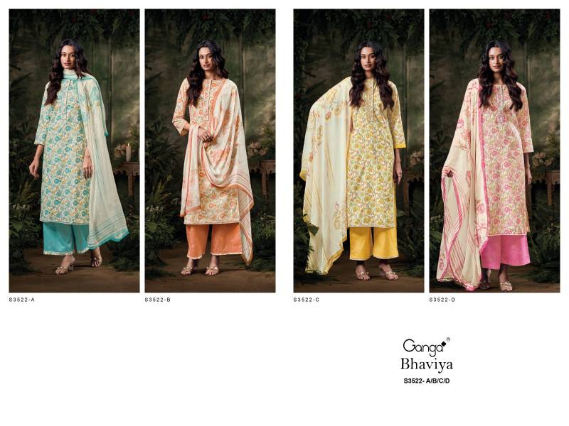 Ganga Bhaviya Cotton Printed Embroidered Fancy Salwar Suit Collection