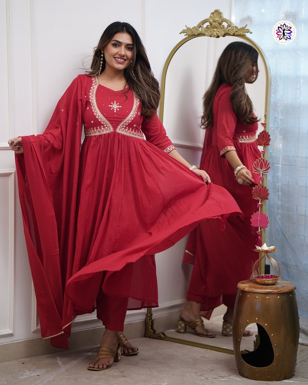 Lekha KL 6016 Muslin Cotton Embroidered Kurti Bottom With Dupatta Collection