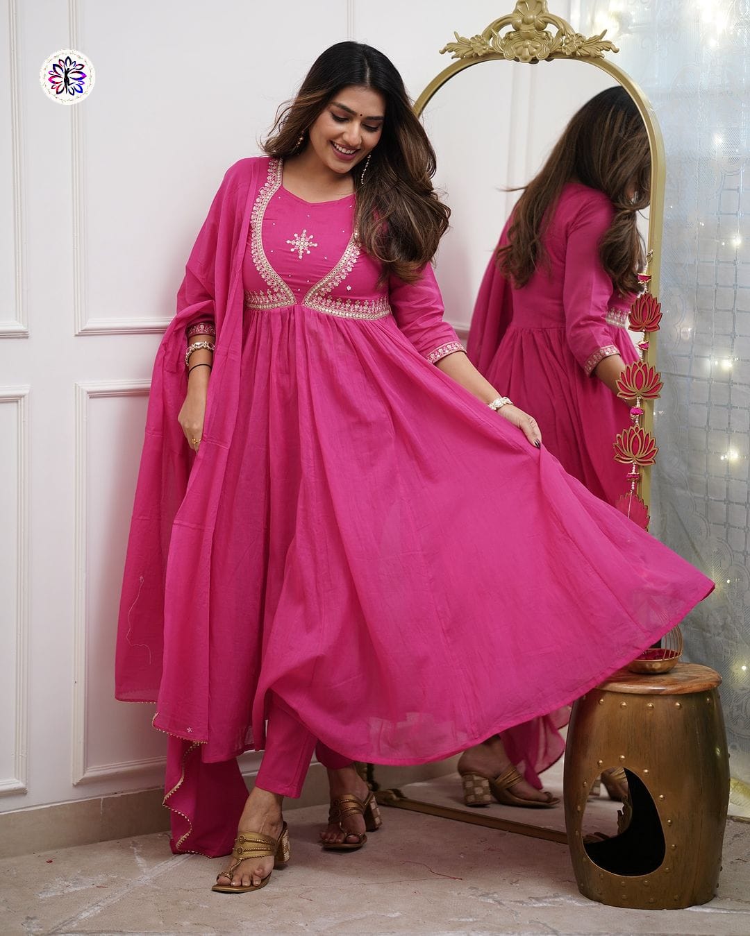 Lekha KL 6016 Muslin Cotton Embroidered Kurti Bottom With Dupatta Collection