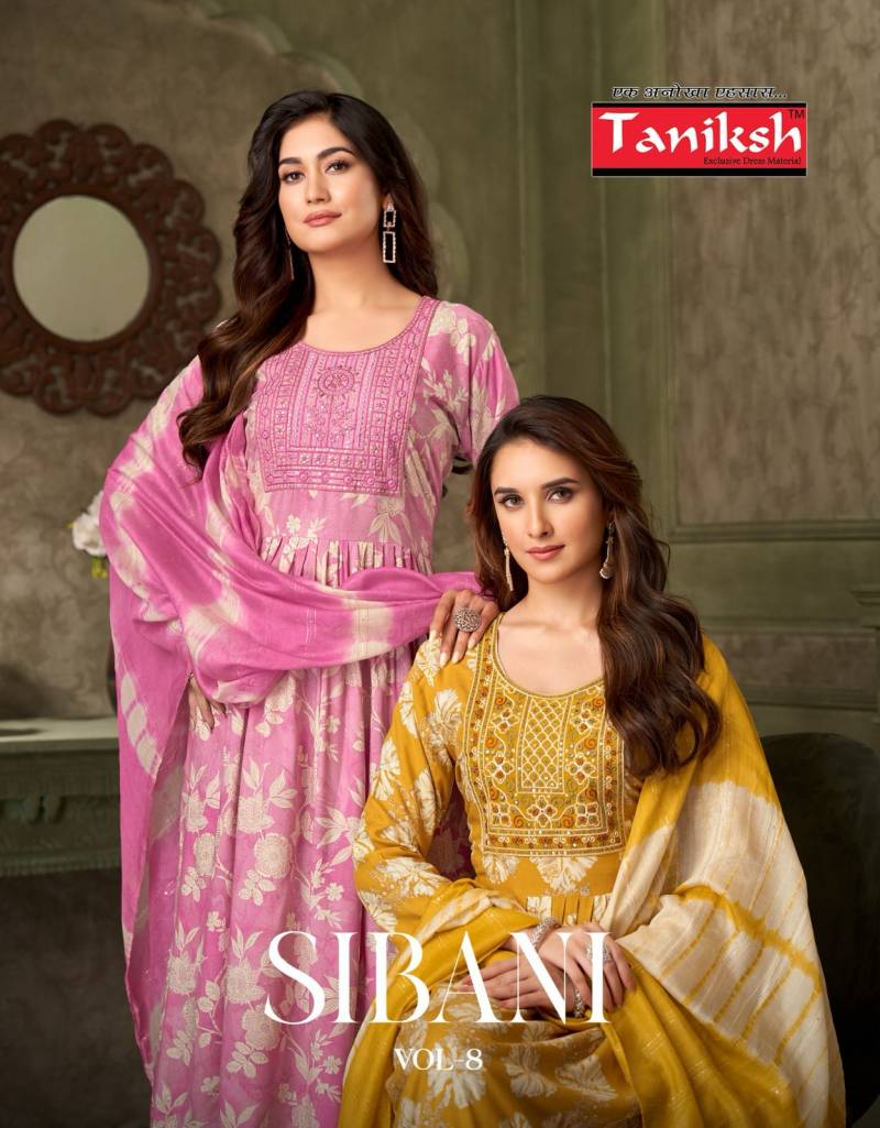 Taniksh Sibani Vol 8 Rayon Foil Printed Kurti Bottom With Dupatta