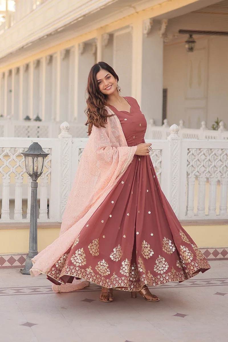 Jf 961 Beautiful Designer Faux Georgette Gown With Dupatta