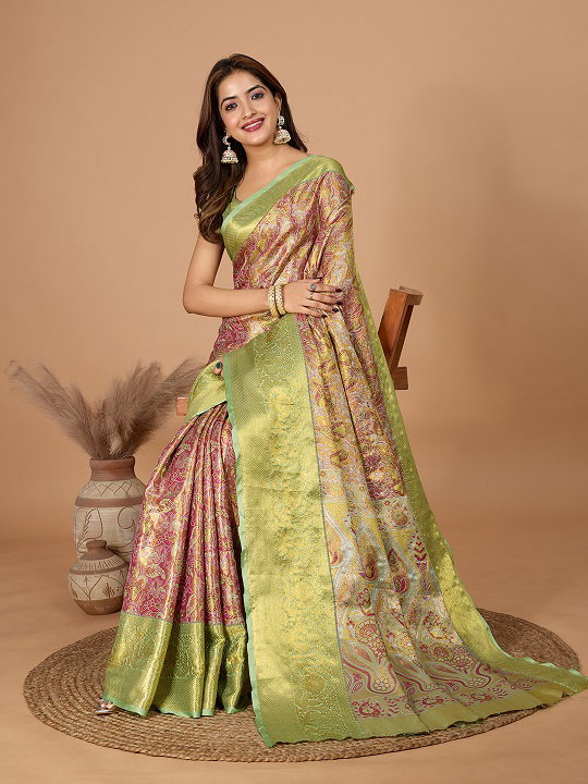 Maahi 178 Party Wear Heavy Jari Weaving Worked Soft Kanjivaram Silk With Un Stitched Blouse 