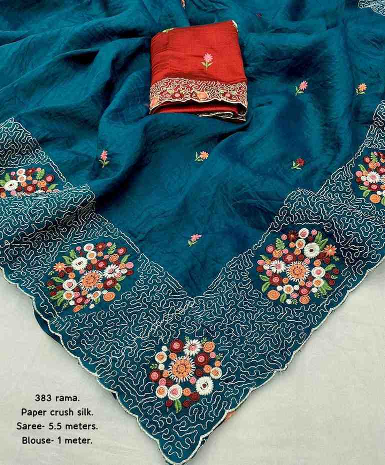 Kc 067 Festive Wear Embroidered Crush Silk Saree Collection