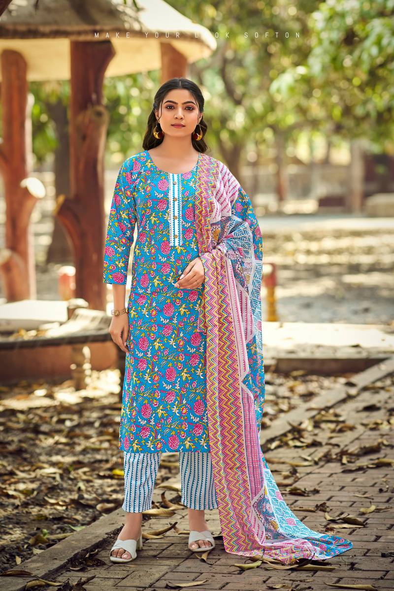 Tips And Tops Summer Fashion Vol 9 Cotton Printed Kurti Bottom With Dupatta
