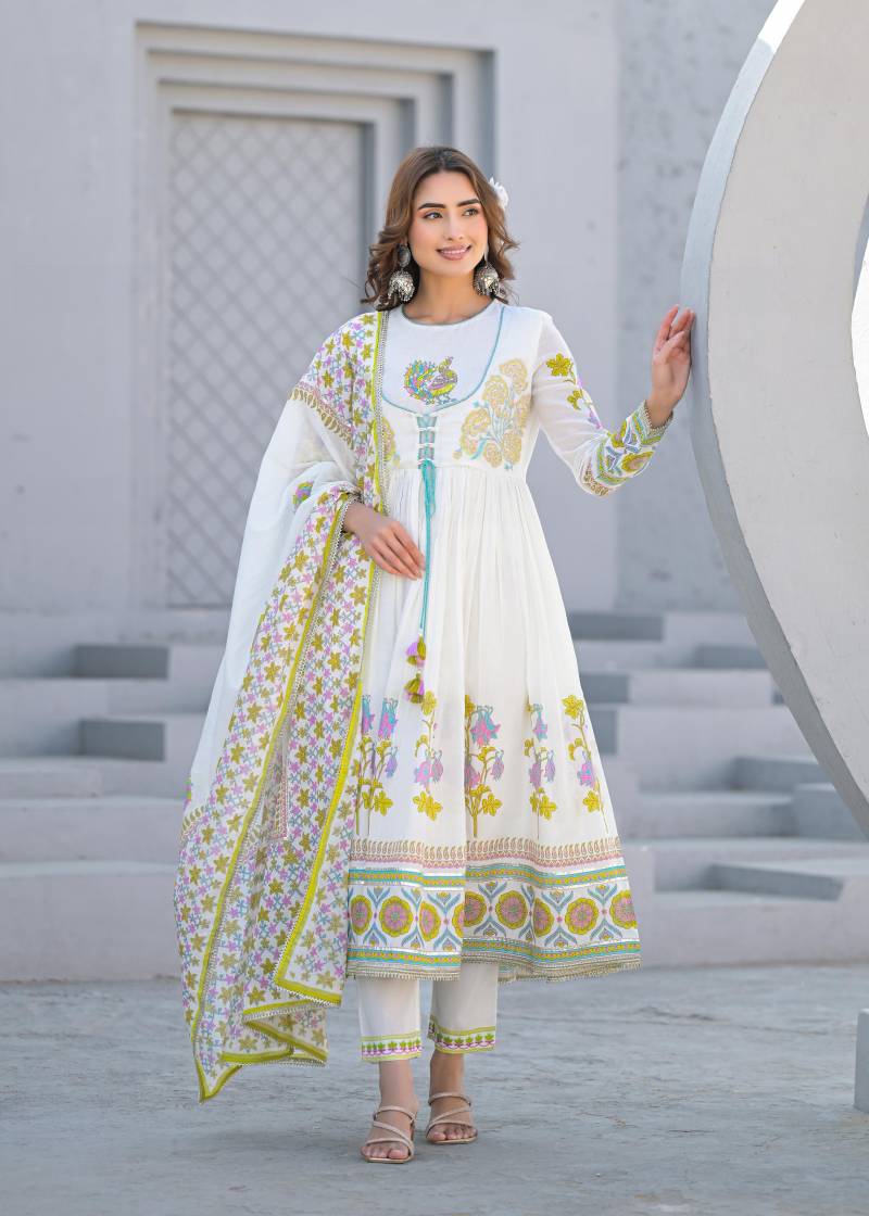 Tanyaa P 274 Cotton With Handwork Touchup Anarkali Readymade Suit