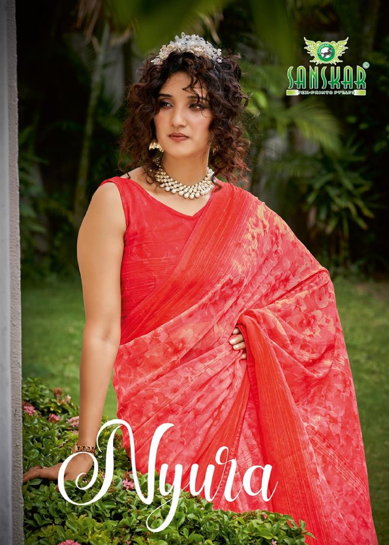 Sanskar Nyura Shimmer Bamber Pipeing Border Saree Collection
