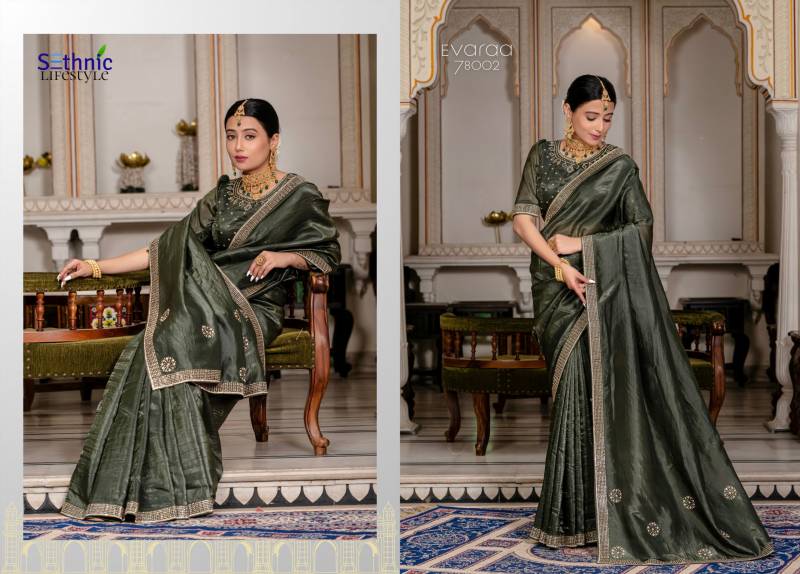 Sethnic Evaraa Gold Crush With Zarkan Work Rich Border Saree