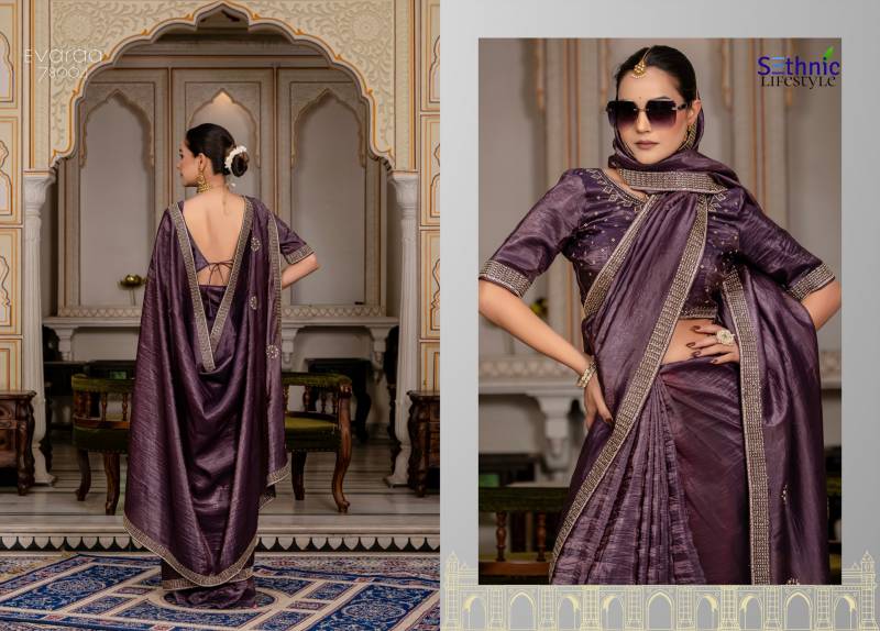 Sethnic Evaraa Gold Crush With Zarkan Work Rich Border Saree