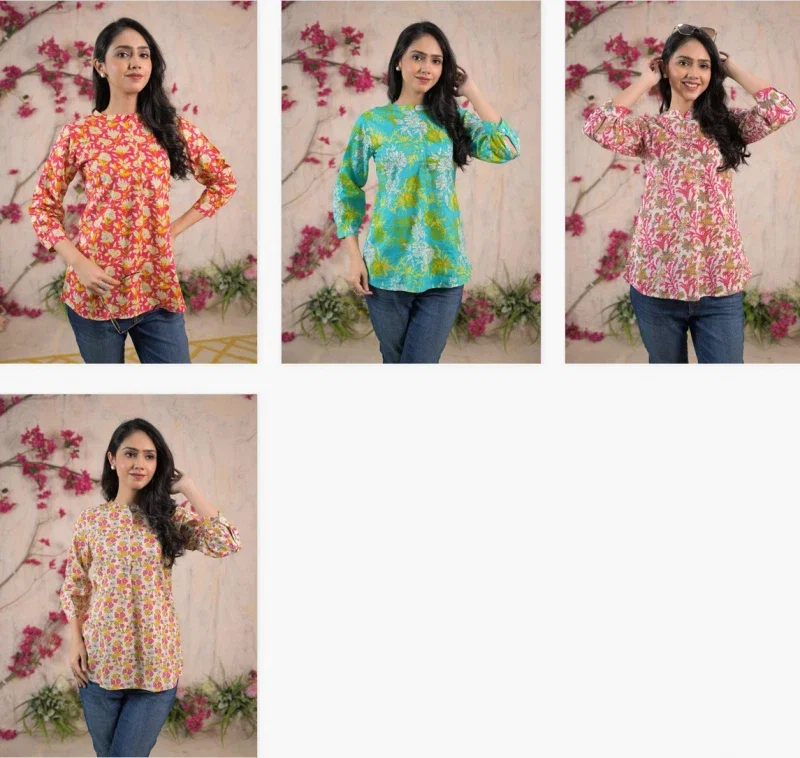 Nina F 05 Cambric Cotton Summer Wear Short Kurti Collection