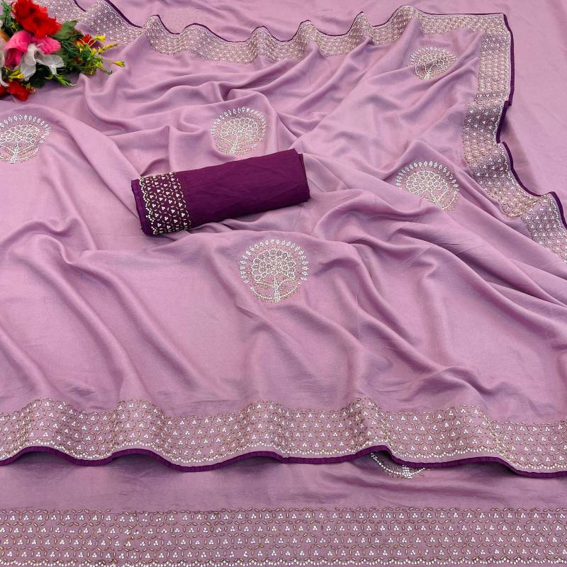 Vt 6020 Embroidered Georgette Fancy Saree Collection