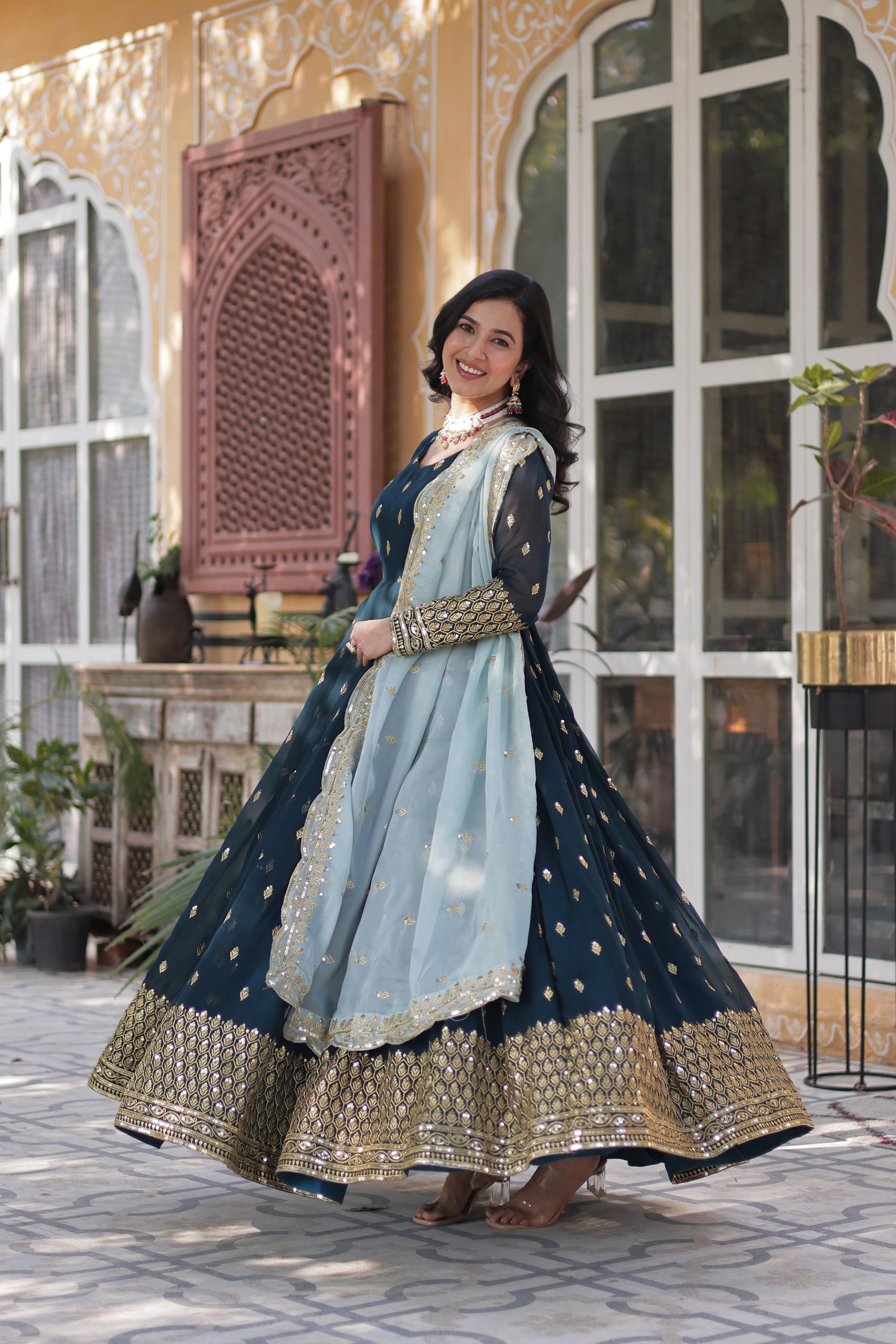 Lekha KA 1136 Faux Blooming with Embroidery Zari Sequins Work Gown Collection