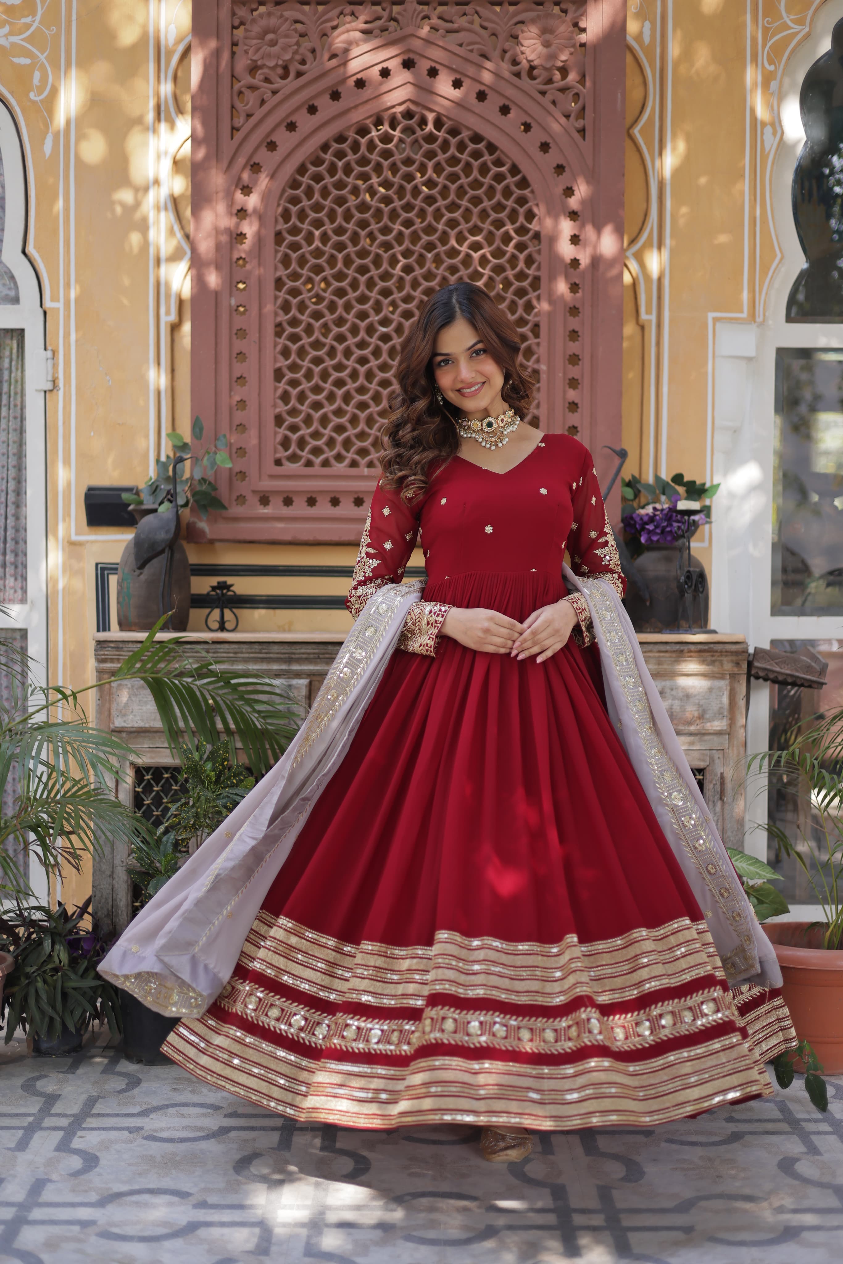 Lekha KA 1148 Faux Blooming with Embroidery Zari Sequins Work Gown Collection