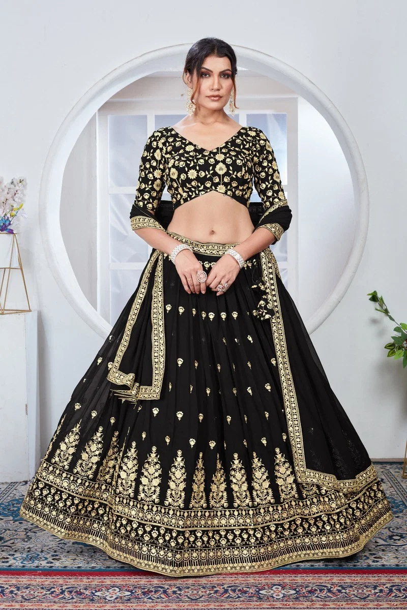 Dz 2244 Georgette Embroidered Fancy Lehenga Choli Collection