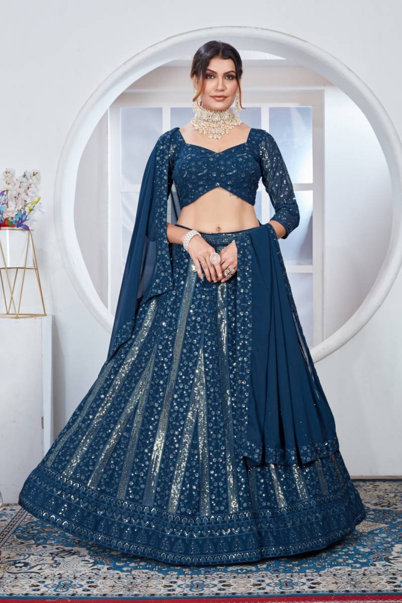 Dz 2243 Georgette Embroidery Work Lehenga Choli Collection