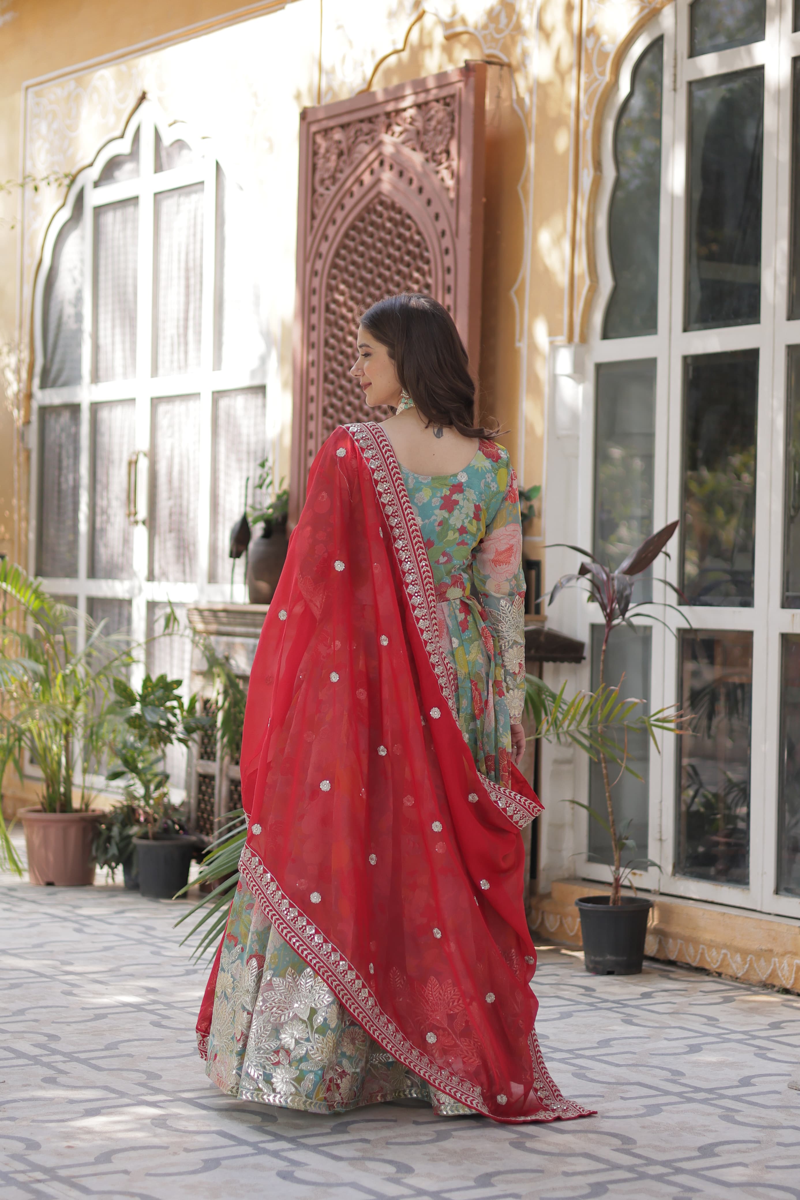Lekha KA 1159 Russian Silk Digital Printed Embroidered Gown With Dupatta Collection