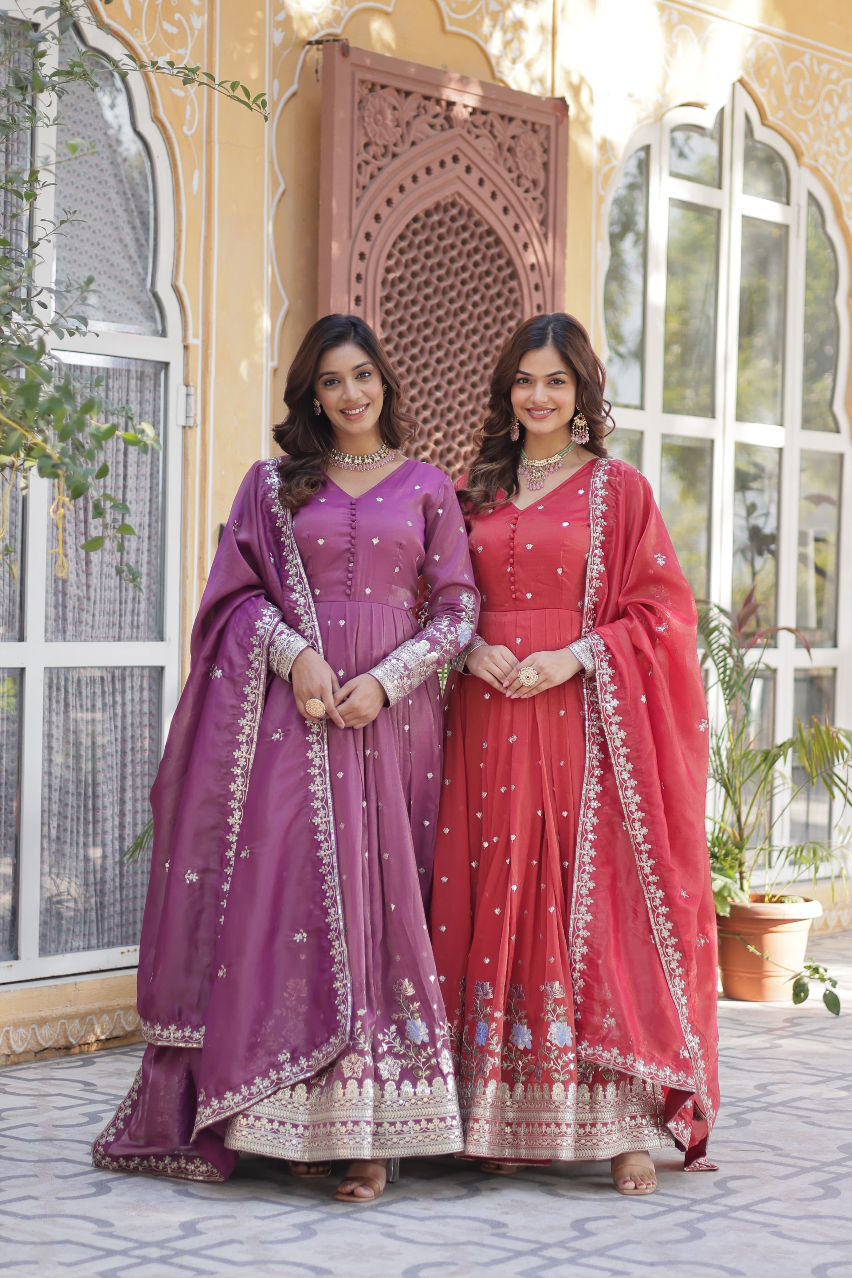 Lekha KA 1152 Viscose Foil Embroidery Sequins Work Gown With Dupatta Collection